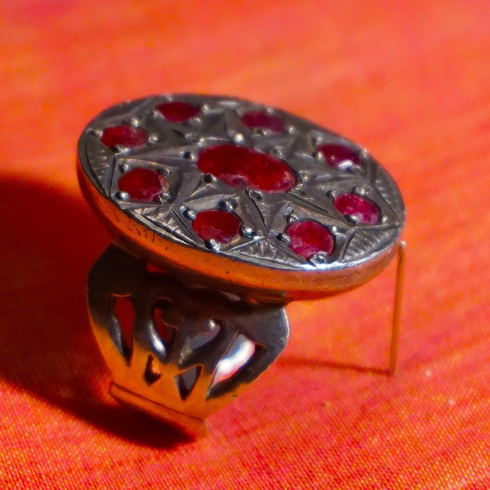 Earth Mined Ruby Gorgerous Chunky Silver Ring - image 1